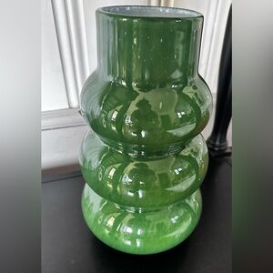 Kelly Green Heavy Glass Handpainted Pop Art Vase NWT